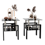 Ensemble de 2 tables en verre trempé modernes, tables basses carrées noires pour salon, par eprolo.
