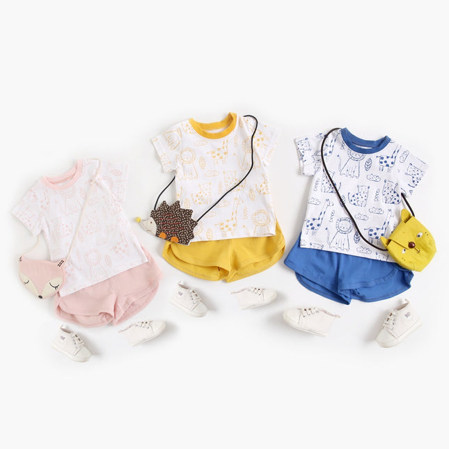 Children's Suit Summer Children's Clothing Cotton Short-sleeved Baby