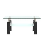 Table basse rectangulaire en verre noir de style moderne, centre de salon, meuble de salon eprolo, table d'appoint élégante