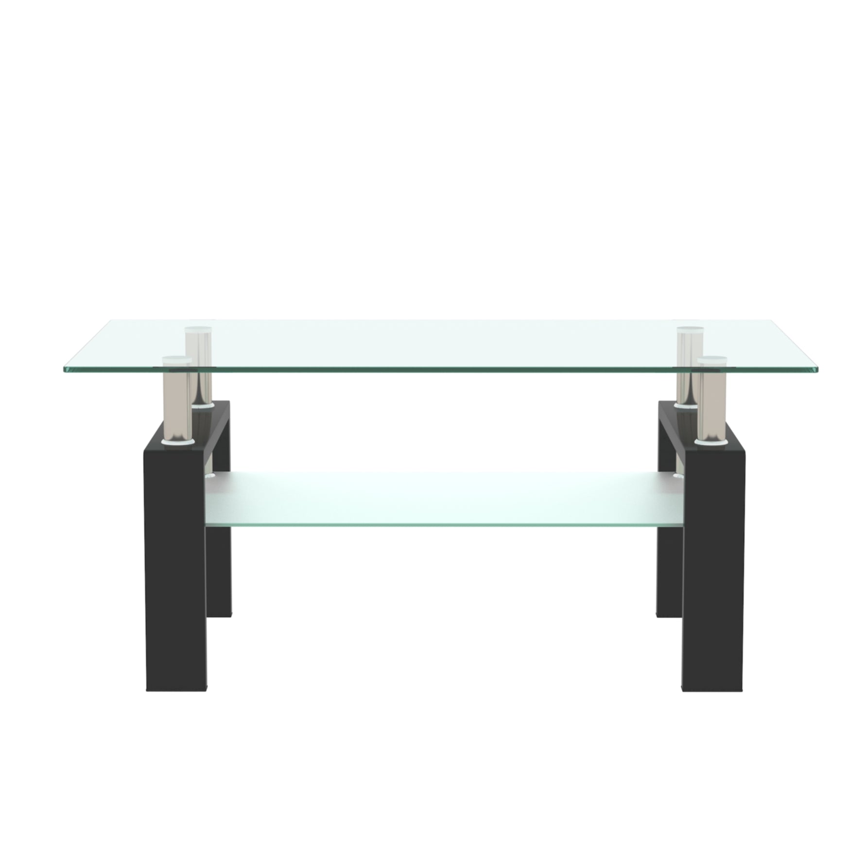 Table basse rectangulaire en verre noir de style moderne, centre de salon, meuble de salon eprolo, table d'appoint élégante