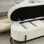 Chaise ottomane de rangement COOLMOR eprolo avec coussin doux, charnière de sécurité et finition beige.