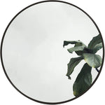Miroir rond en métal noir de 16 pouces pour salle de bains, design moderne, marque eprolo, reflet visible dans l'image.