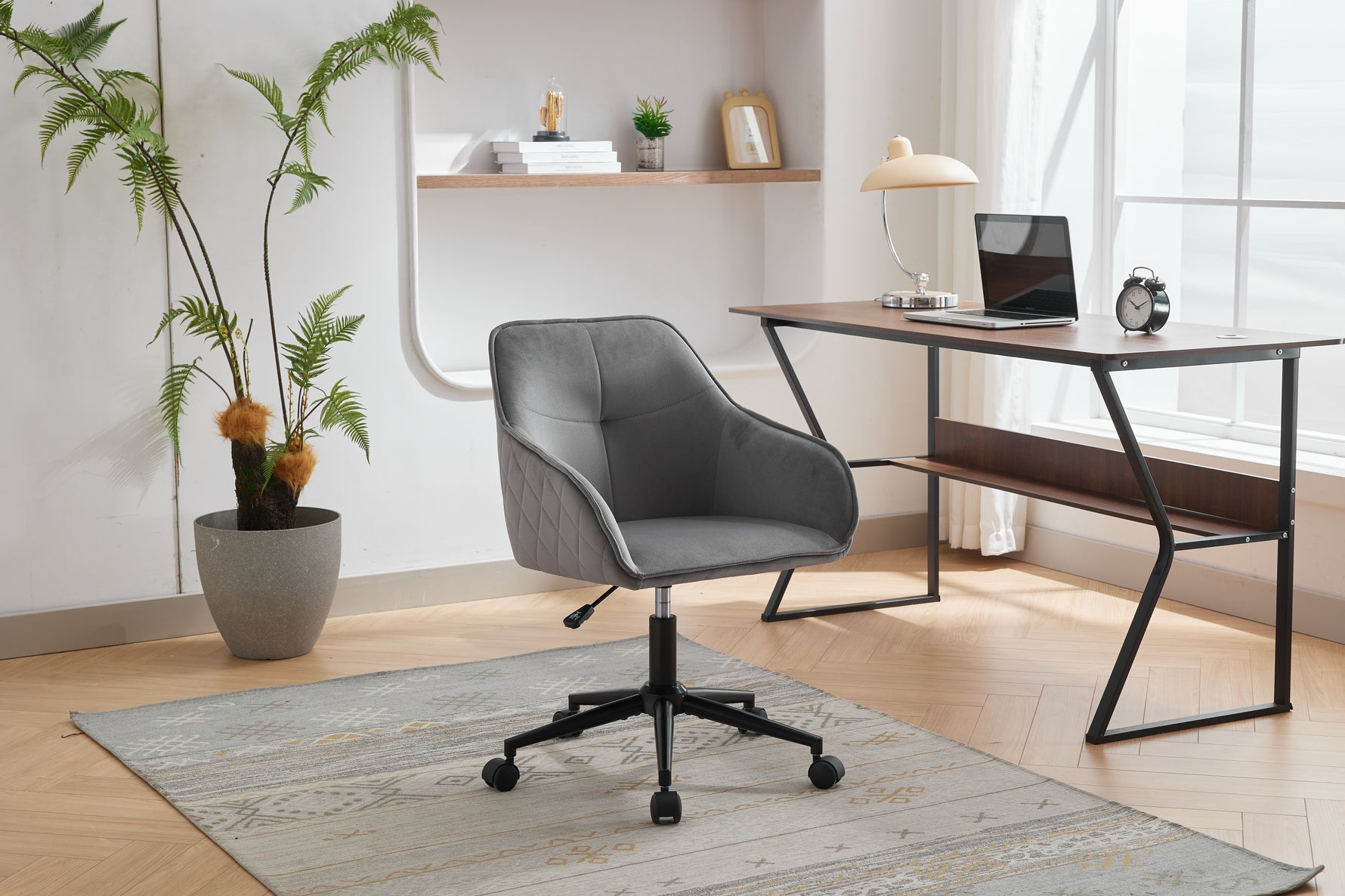 Chaise de bureau en velours eprolo avec roulettes, chaise moderne pour maison, salon, chambre ou bureau.