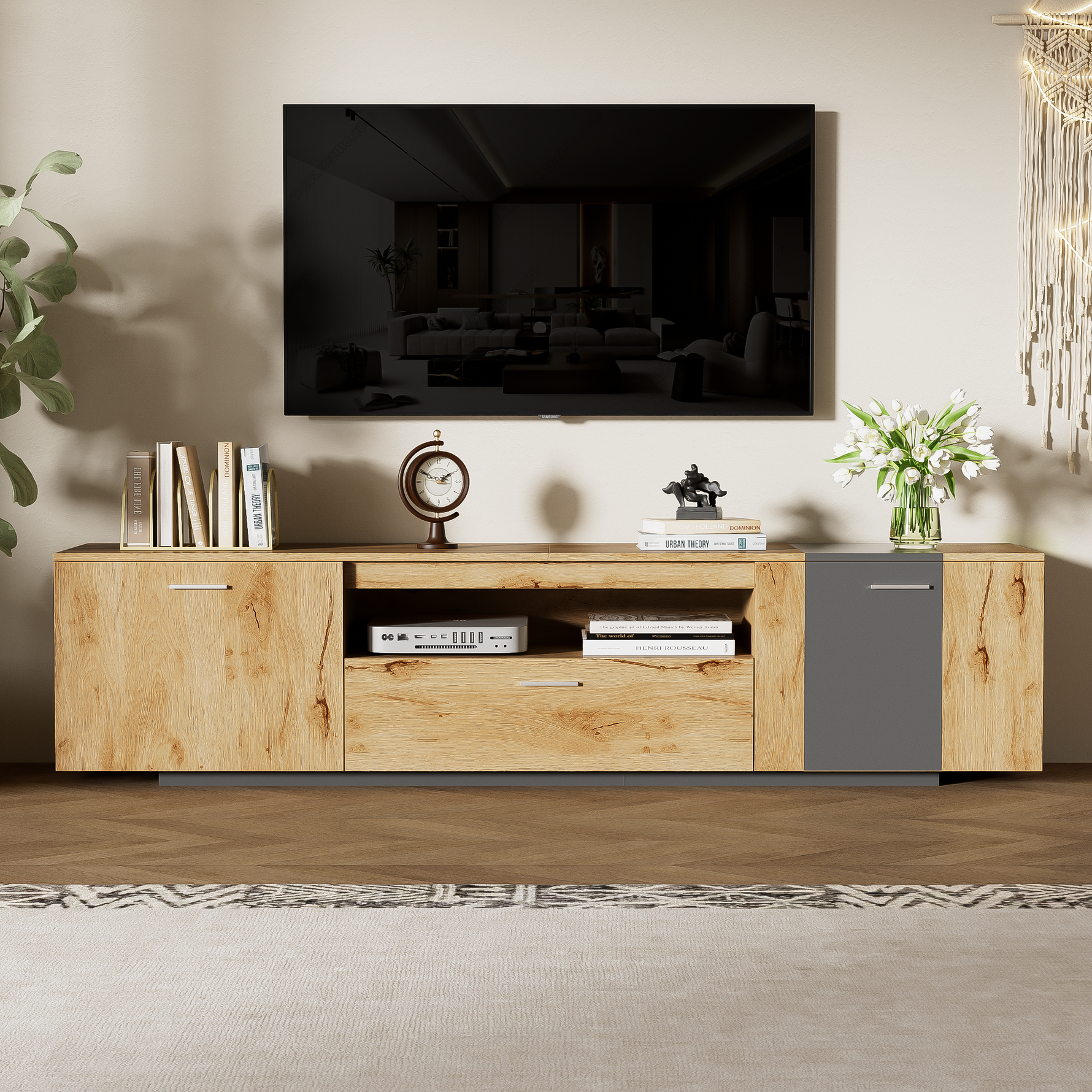 Meuble TV moderne de 70 pouces de la marque eprolo, avec espace de rangement et design élégant pour salon.