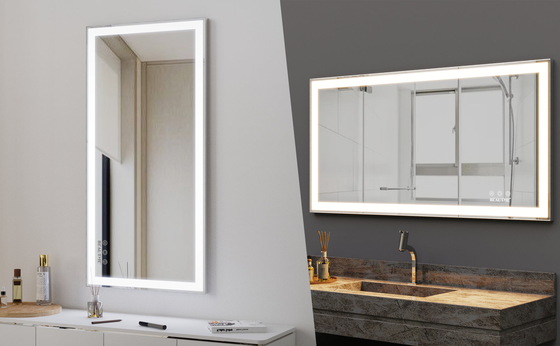 Miroir de maquillage LED pour salle de bain de 48x24 pouces, miroir lumineux avec cadre moderne, marque eprolo