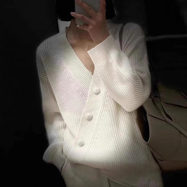 Womens Stylish V-Neck Knitted Base Top Sweater