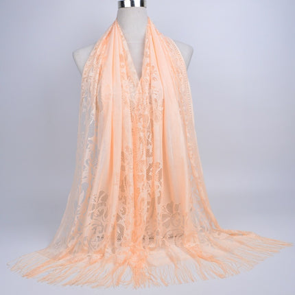 Scarf Hijab Solid Color Lace Hollow Tassel