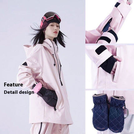 Ski Suit Soft Shell Sweater Women's Men's Pullover Top Veneer Double Board Waterproof Coat