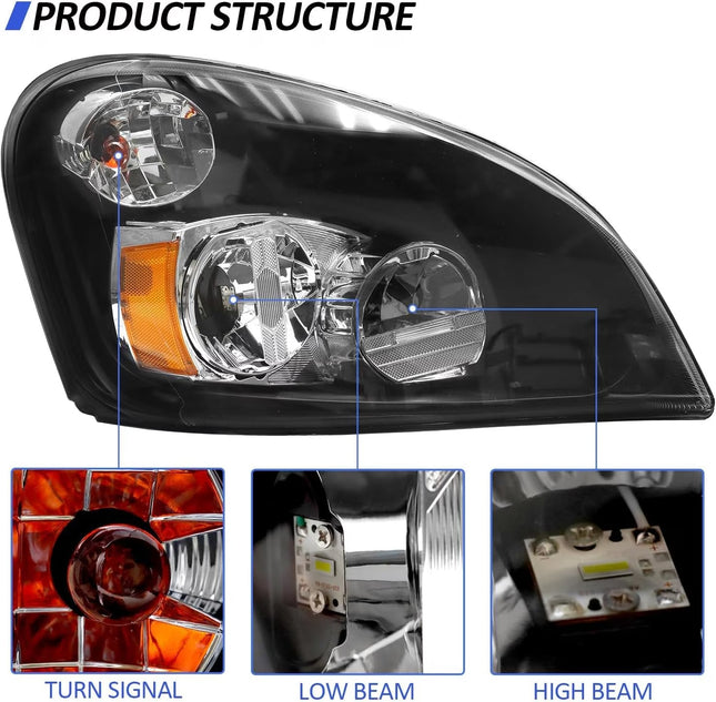 LED Headlight Assembly For Freightliner Cascadia 2008-2017