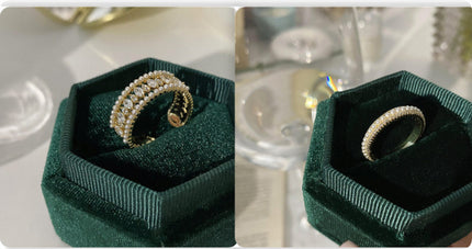 Light Luxury Pearl Open-end Zircon Ring Female Special-interest Design