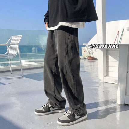 INS Hong Kong Style Loose Straight Mop Wide Leg