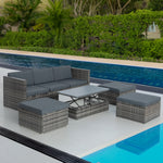 Meuble de terrasse eprolo en rotin saisonnier avec 5 pièces et table basse en contreplaqué pour extérieur