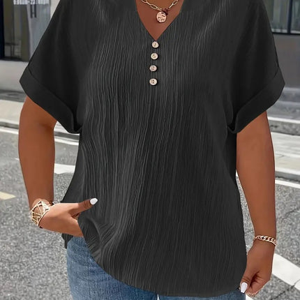 Summer Casual Women's Clothing Small V-neck Short-sleeve Top