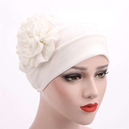 Side Decals Solid Color Large Flower Headscarf Confinement Hat Muslim