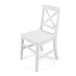 Chaise de salle à manger Roshan en acacia blanche de eprolo, lot de 2, avec assise confortable et design élégant pour cuisine.