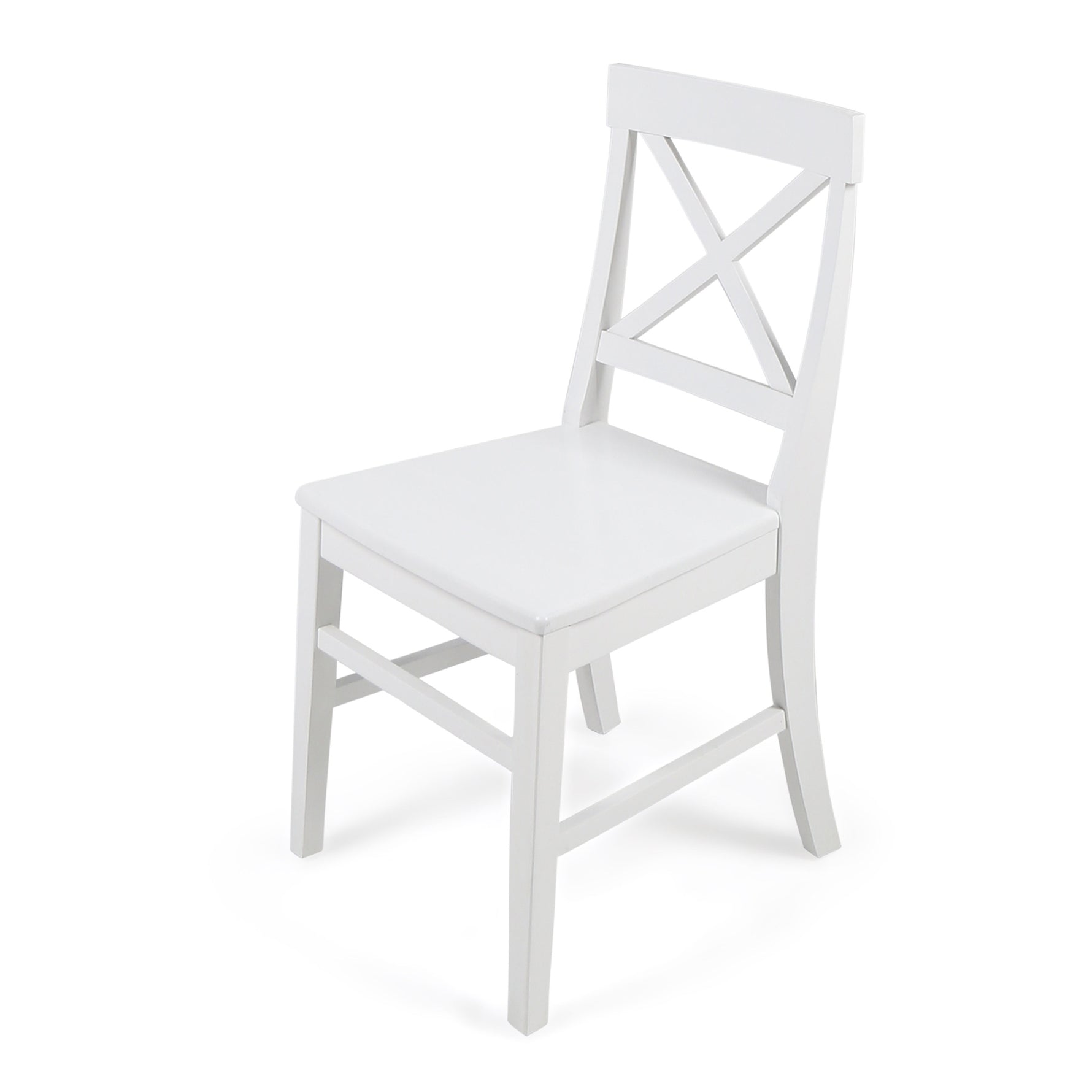 Chaise de salle à manger Roshan en acacia blanche de eprolo, lot de 2, avec assise confortable et design élégant pour cuisine.