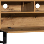 Support TV moderne pour écran 80 pouces avec double espace de rangement, meuble TV en bois de style contemporain.