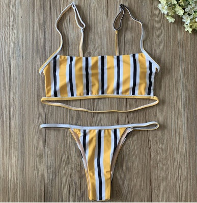 Stripe solid swimwear