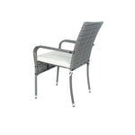 Ensemble de conversation de patio en rotin gris avec 3 pièces et coussins blancs, par eprolo, pour espace extérieur élégant.
