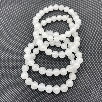 Natural White Marble Bracelet Flocculence Crystal Transparent Round Beads Simple