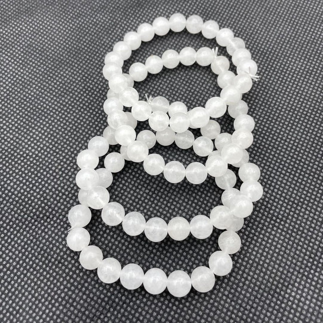 Natural White Marble Bracelet Flocculence Crystal Transparent Round Beads Simple
