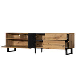 Meuble TV moderne pour téléviseur 80 pouces avec double espace de rangement, design épuré en bois, marque eprolo