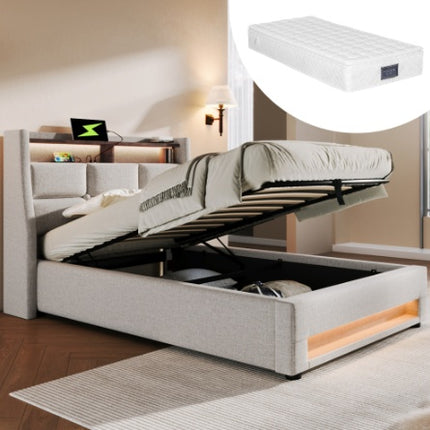 A Metal Bed Frame Made Of Linen Material