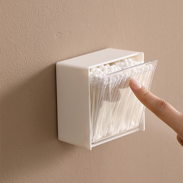 Boîte de rangement murale transparente eprolo pour coton-tiges, petits objets, stockage sans traces, design compact et pratique