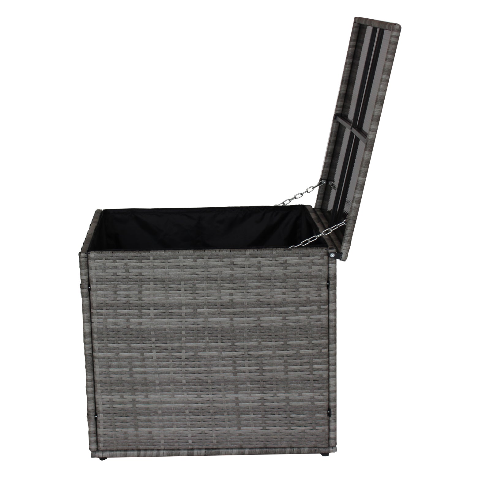 Ensemble de mobilier d'extérieur en rotin gris avec canapé sectionnel 4 pièces et coffre de rangement, conçu par eprolo.