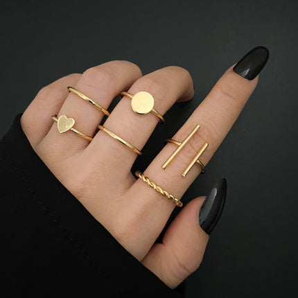 Creative Alloy Geometric Joint Ring Set