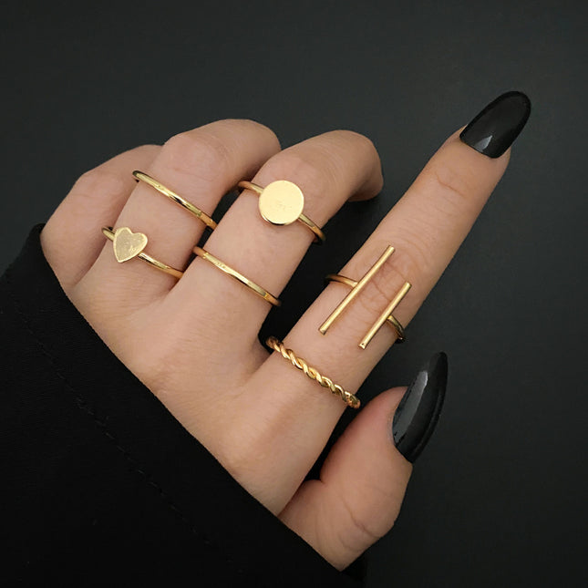 Creative Alloy Geometric Joint Ring Set