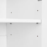 Armoire à chaussures élégante eprolo blanche avec portes arquées, tiroirs, panneaux de rangement, étagères réglables et pieds en bois solide.