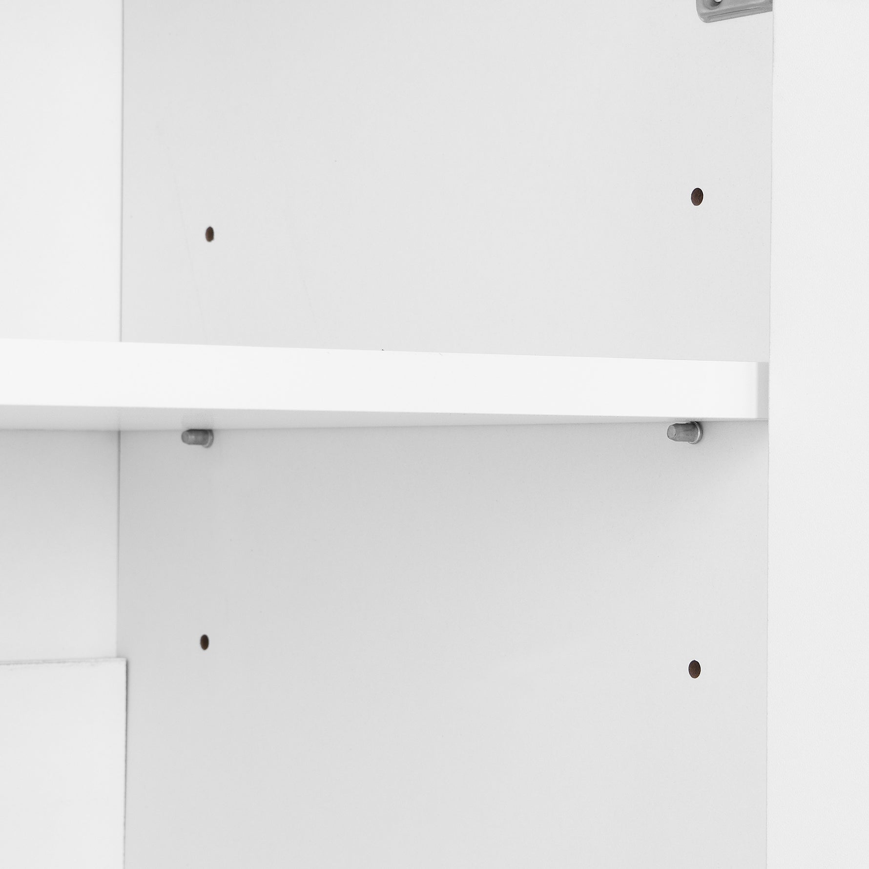 Armoire à chaussures élégante eprolo blanche avec portes arquées, tiroirs, panneaux de rangement, étagères réglables et pieds en bois solide.