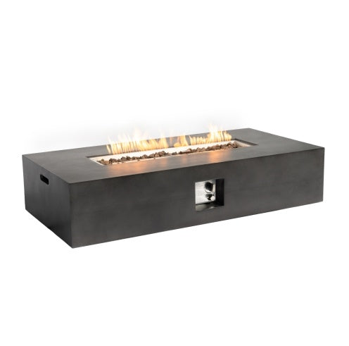 50000 BTU Large Rectangular Stone Gas Fire Pit With Lava Canopy