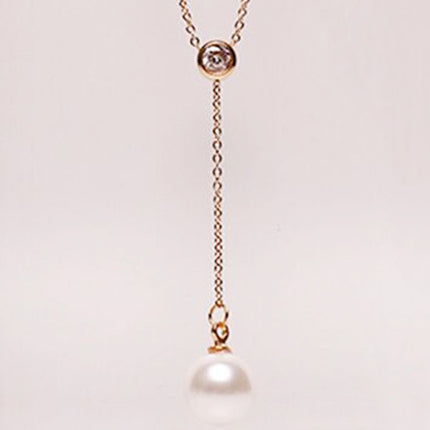 Stainless steel plated 18K rose gold single drill necklace