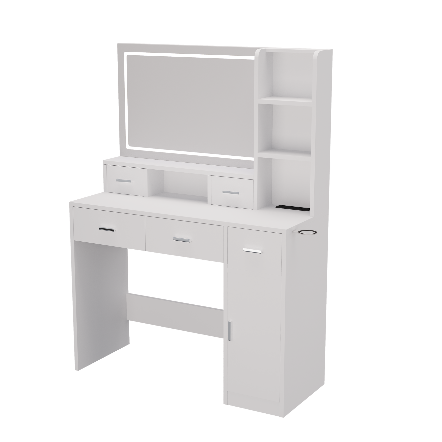 Miroir intelligent avec tiroirs et rangements, table de maquillage eprolo pour chambre à coucher ou dressing.