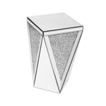 Table d'appoint carrée en miroir argenté U-Can de 13,8'' avec diamants broyés, design moderne pour salon, sans montage.