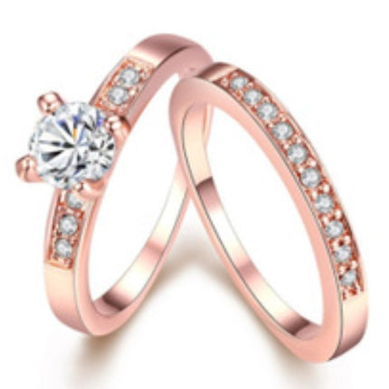 Rose gold ring with diamonds