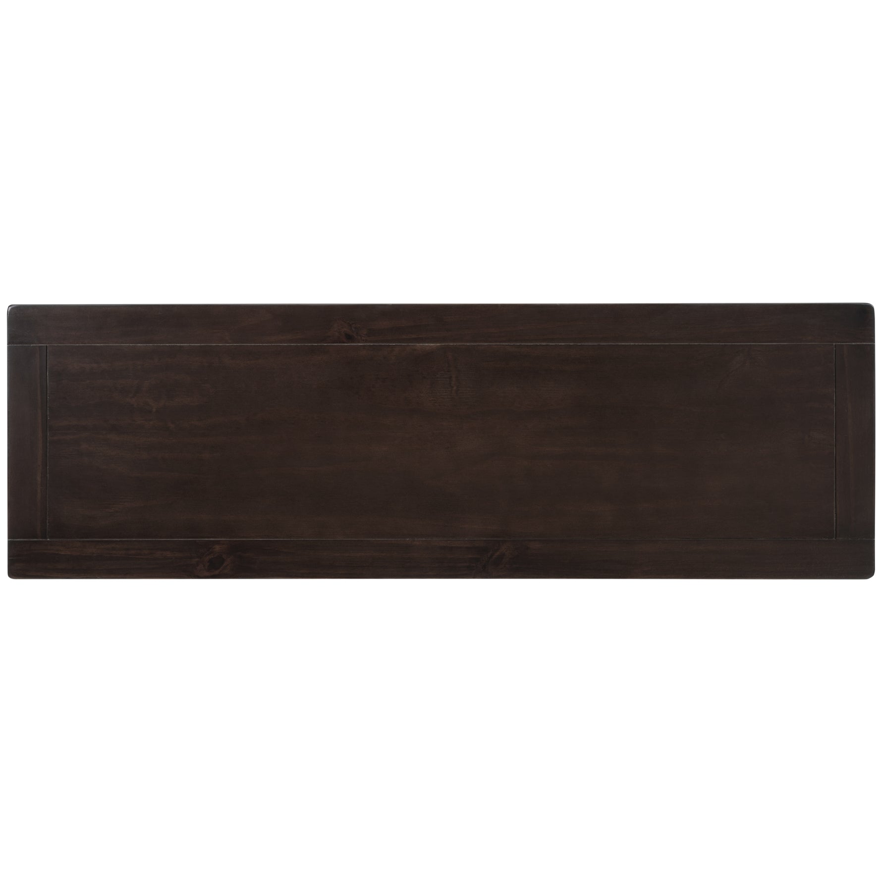 Table console rétro en bois massif de pin, design avec deux étagères ouvertes, cadre en espresso et beige, pour salon.