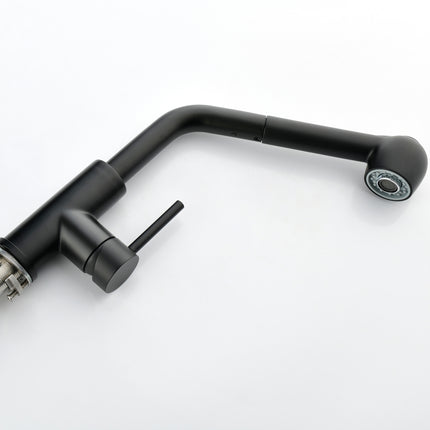 Stainless Steel Matte Black Single Handle Pull Out Spray, Kitchen Faucet