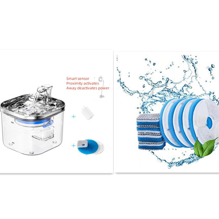 Pet Cat Dog Stainless Steel Automatic Circulation Water Dispenser Intelligent Fountain Pets Accessories