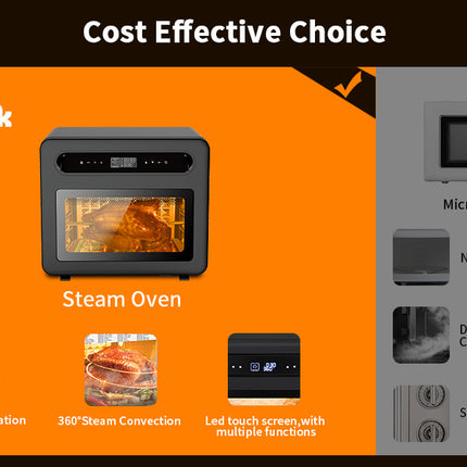 Geek Chef Steam Air Fryer Toast Oven Combo, 26 QT Steam Convection Oven Countertop, 50 Cooking Presets, With 6 Slice Toast, 12 In Pizza, Black Stainless Steel. Prohibited From Listing On Amazon