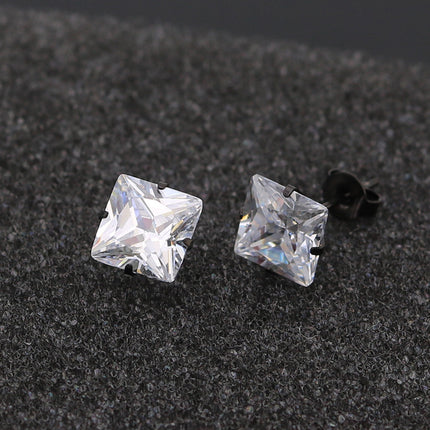Fashion Stainless Steel Four Claw Square Ear Studs