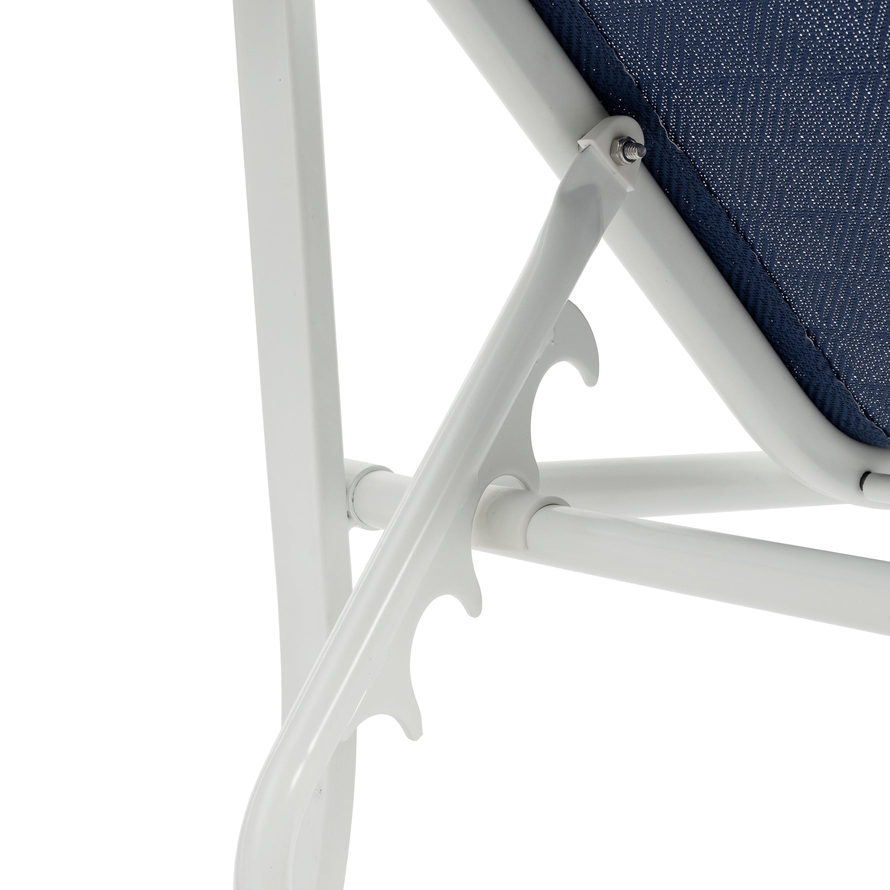 Ensemble de 3 chaises extérieures eprolo en acier blanc et bleu, avec dossiers réglables pour terrasse ou jardin.
