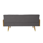 Chaise Aidan au style moderne mi-century, design élégant, finition en tissu gris clair, par eprolo, vue de côté.