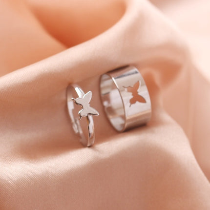 Ring Set Creative Personality Butterfly Punk Couple