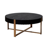 Table basse ronde moderne en bois fait main, noir, avec piédestal robuste pour salon, 31,5 pouces, par eprolo.