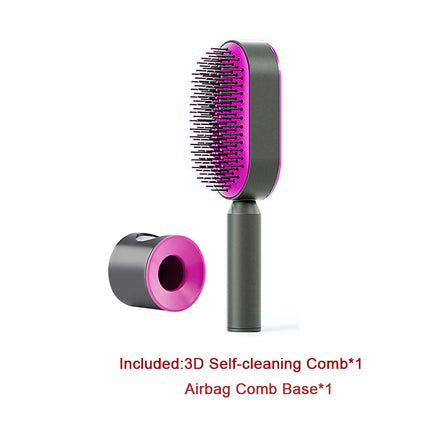 Self Cleaning Hair Brush For Women One-key Cleaning Hair Loss Airbag Massage Scalp Comb Anti-Static Hairbrush - Novah