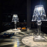 Lampe de bureau en acrylique italienne eprolo avec capteur tactile, prisme transparent pour chevet ou salon.