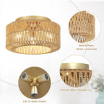 Plafonnier eprolo en rotin avec abat-jour tissé à la main, éclairage à 3 lumières pour décoration bohème moderne.